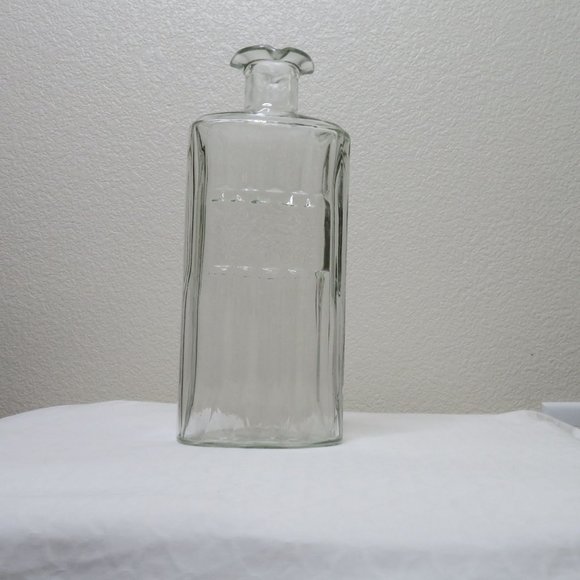 Vintage Apothecary Bottle Empty Clear Glass Rectangular Ribbed Glass Decanter - Picture 5 of 12